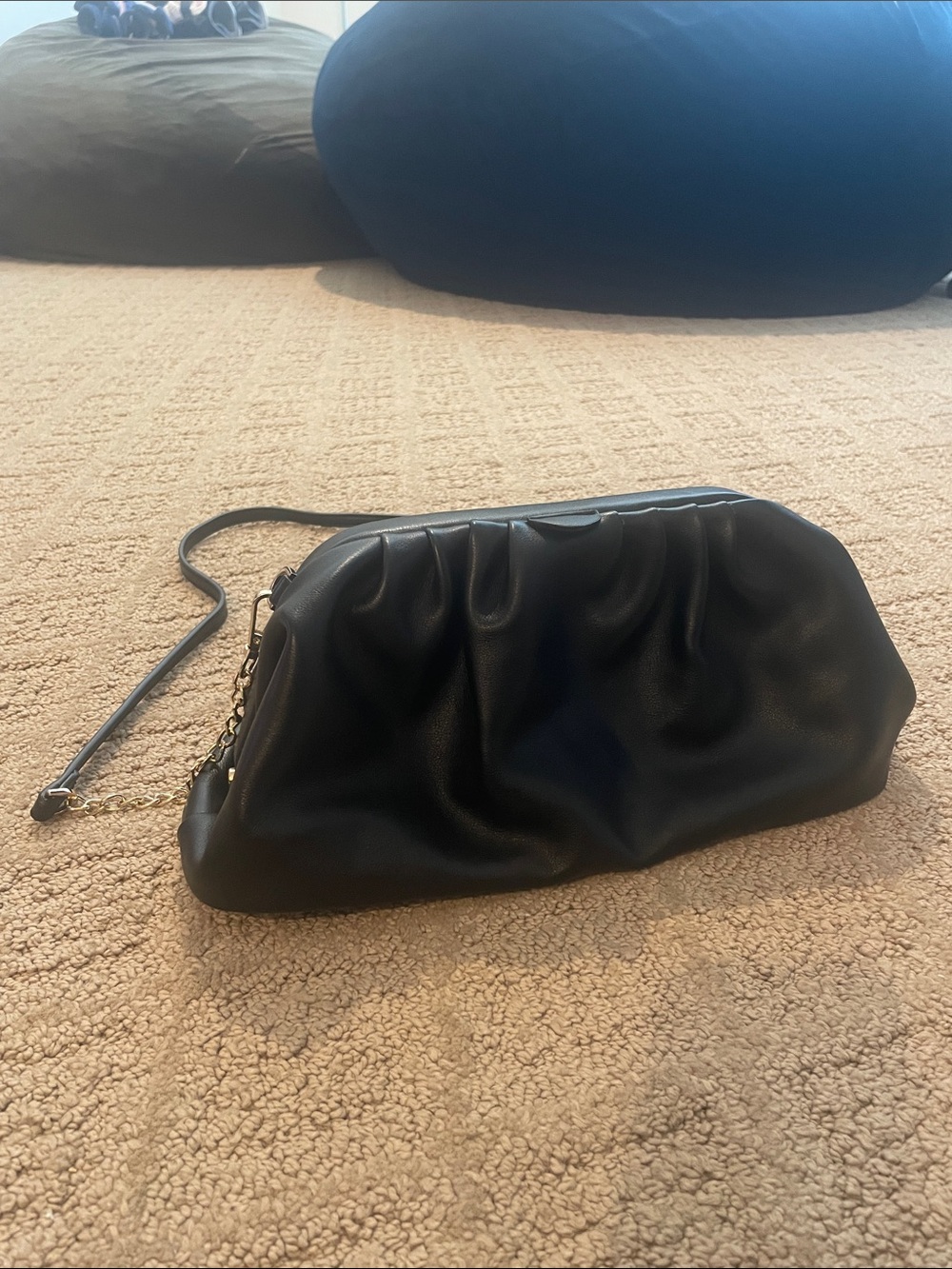 a new day Black Ruched Crossbody Clutch with Chain Accent